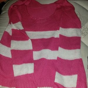 Pink and white striped sweater